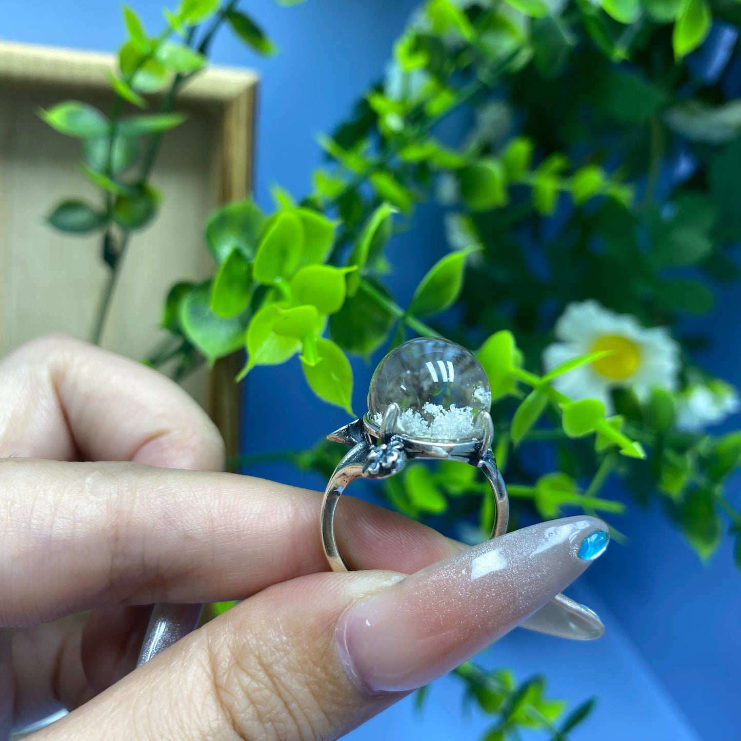 R3 Garden quartz Ring(adjustable/925 sliver set)