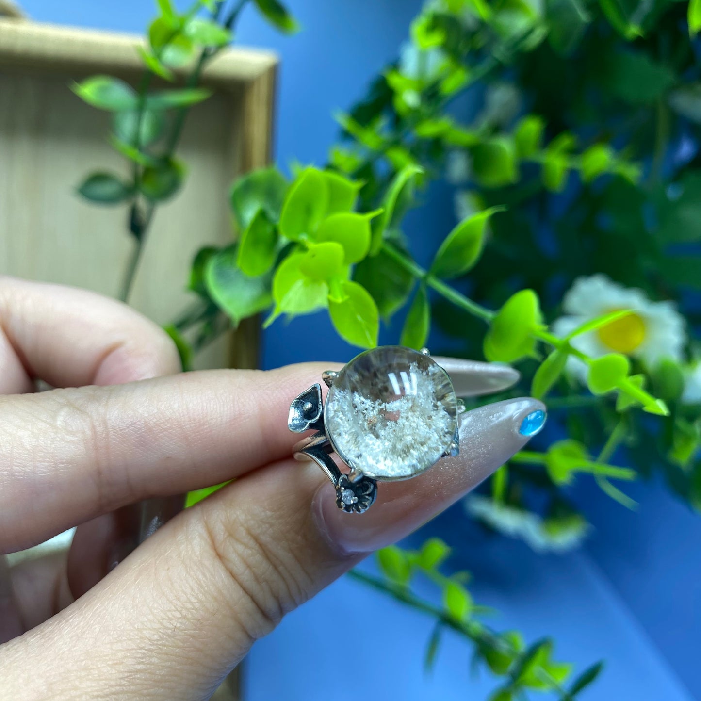 R3 Garden quartz Ring(adjustable/925 sliver set)