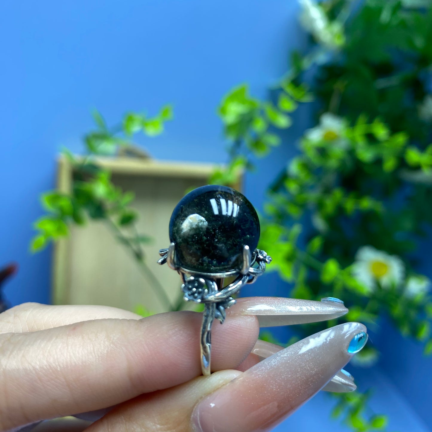 R2 Garden quartz Ring(adjustable/925 sliver set)