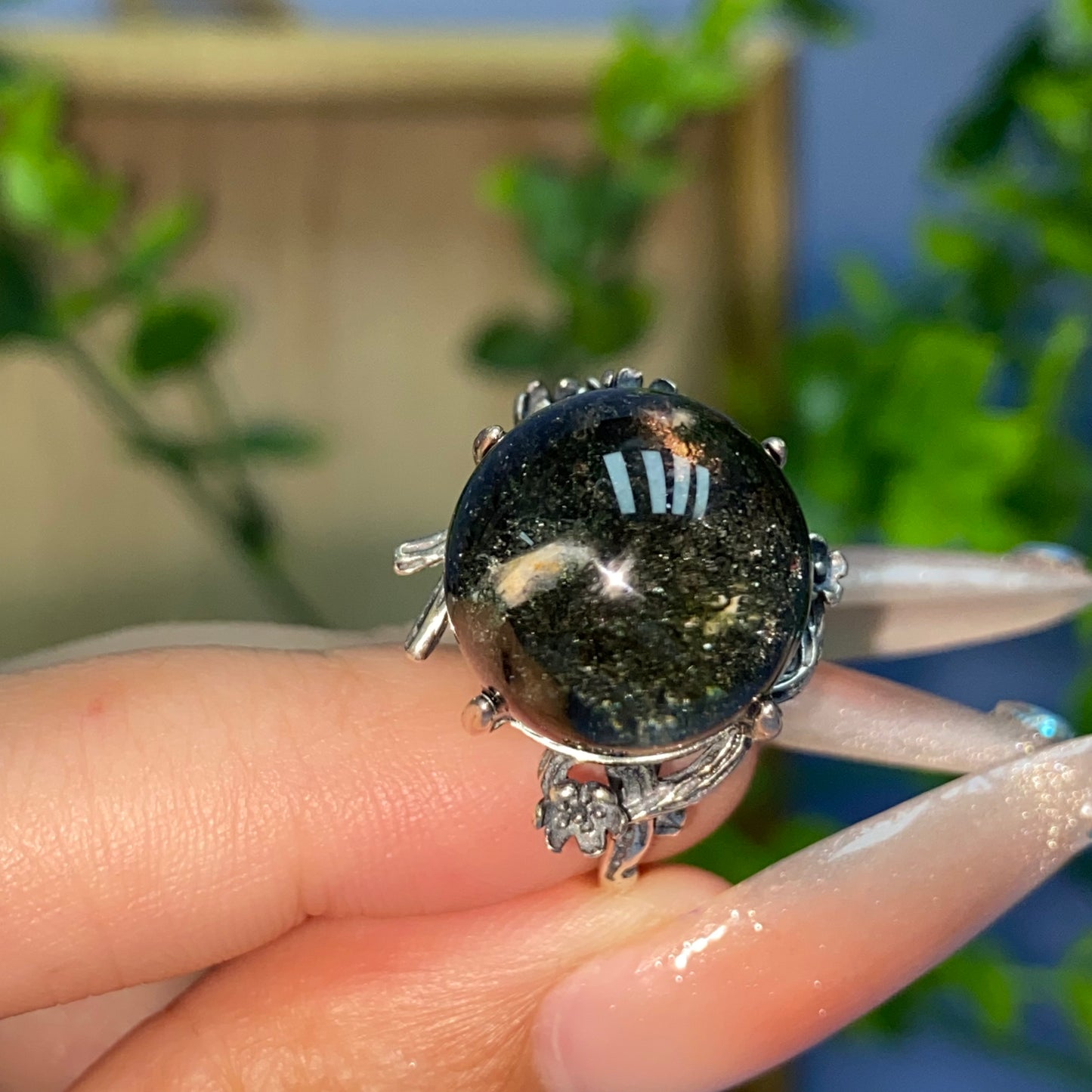 R2 Garden quartz Ring(adjustable/925 sliver set)
