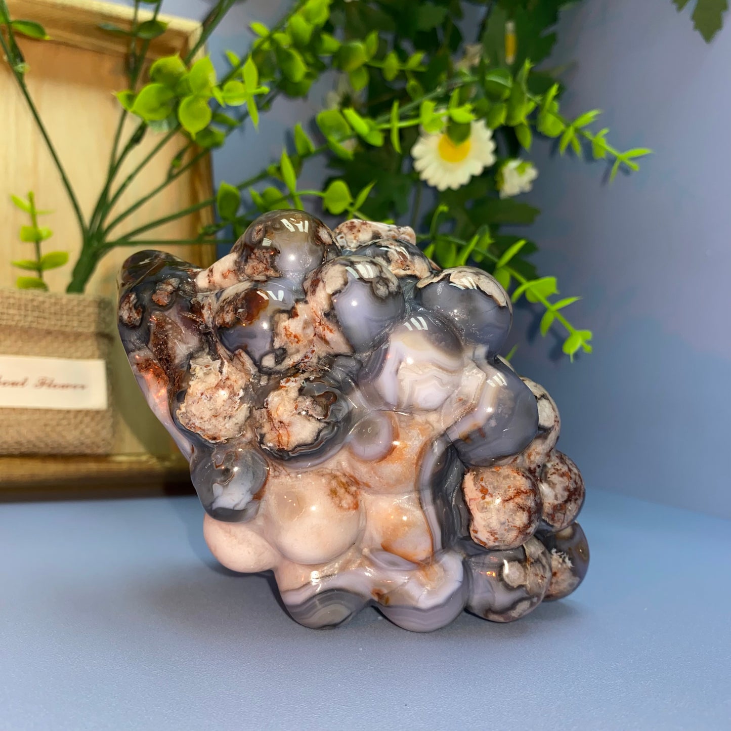 C1 Blue flower agate mix pink amethyst grape