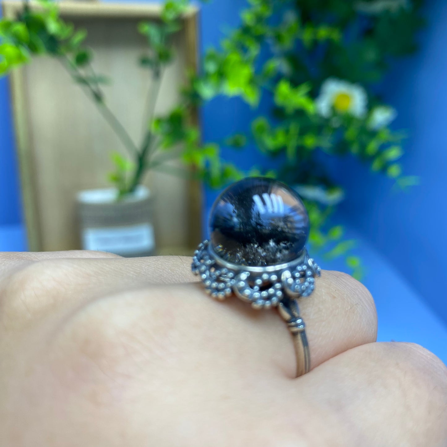 R1 Garden quartz Ring (adjustable/925 sliver set)