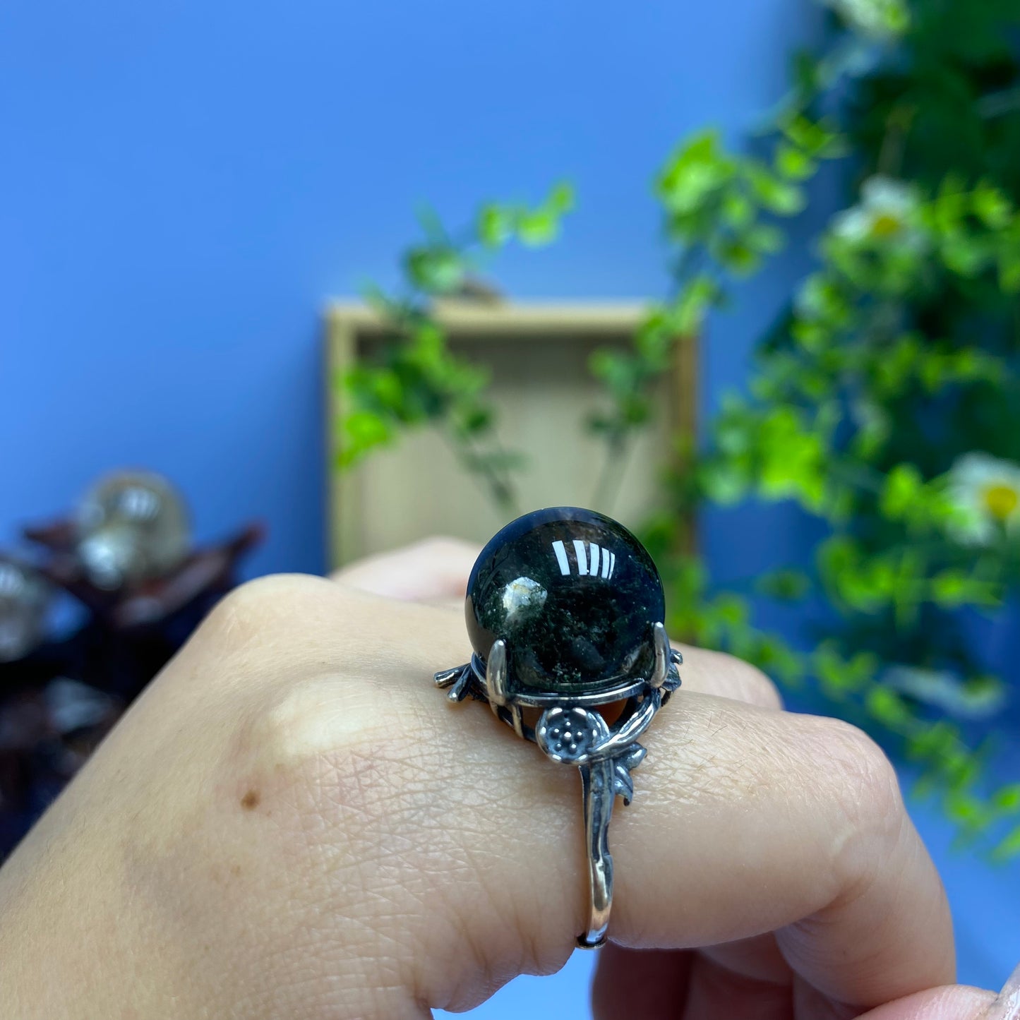 R2 Garden quartz Ring(adjustable/925 sliver set)