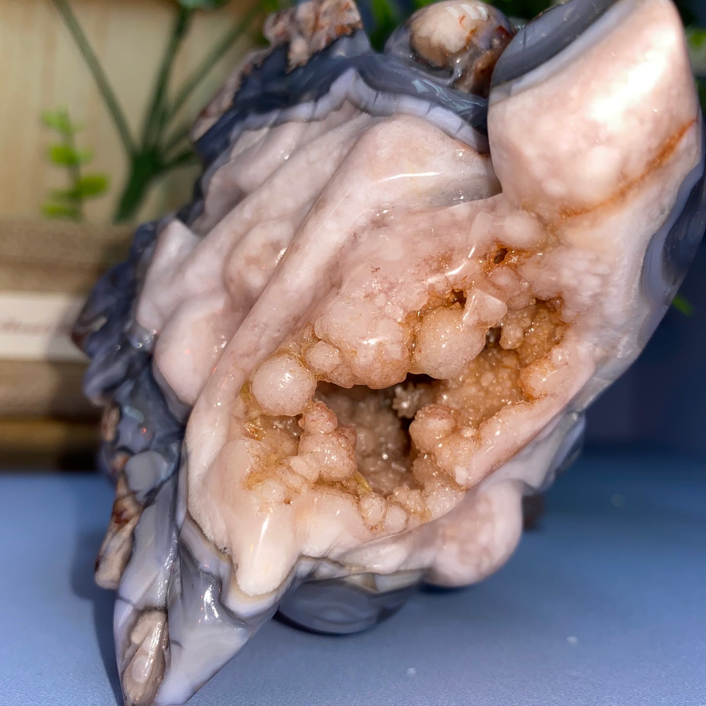 C1 Blue flower agate mix pink amethyst grape