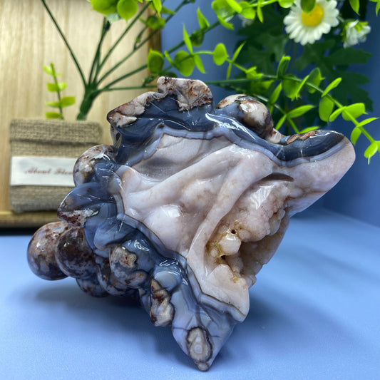 C1 Blue flower agate mix pink amethyst grape