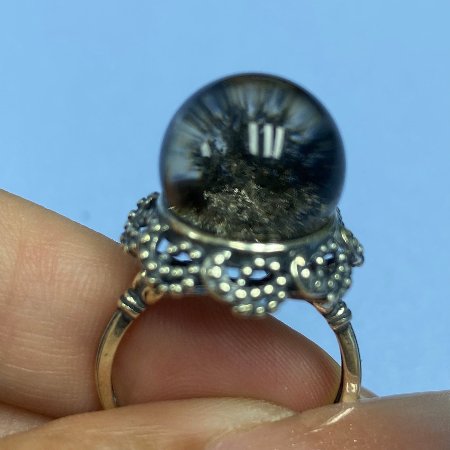 R1 Garden quartz Ring (adjustable/925 sliver set）